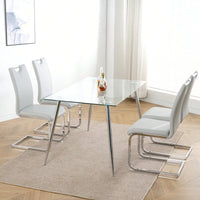 Set Of 2, Modern Dining Chairs With Faux Leather Padded Seat Upholstered Chairs With Chrome Metal Legs For Kitchen, Living Room, Bedroom