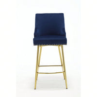 Velvet High Bar Chair With Gold Zipper High Back - Stylish And Durable Seat For Dining, Bar, And Leisure Areas