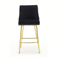 Velvet High Bar Chair With Gold Zipper High Back - Stylish And Durable Seat For Dining, Bar, And Leisure Areas