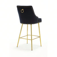 Velvet High Bar Chair With Gold Zipper High Back - Stylish And Durable Seat For Dining, Bar, And Leisure Areas