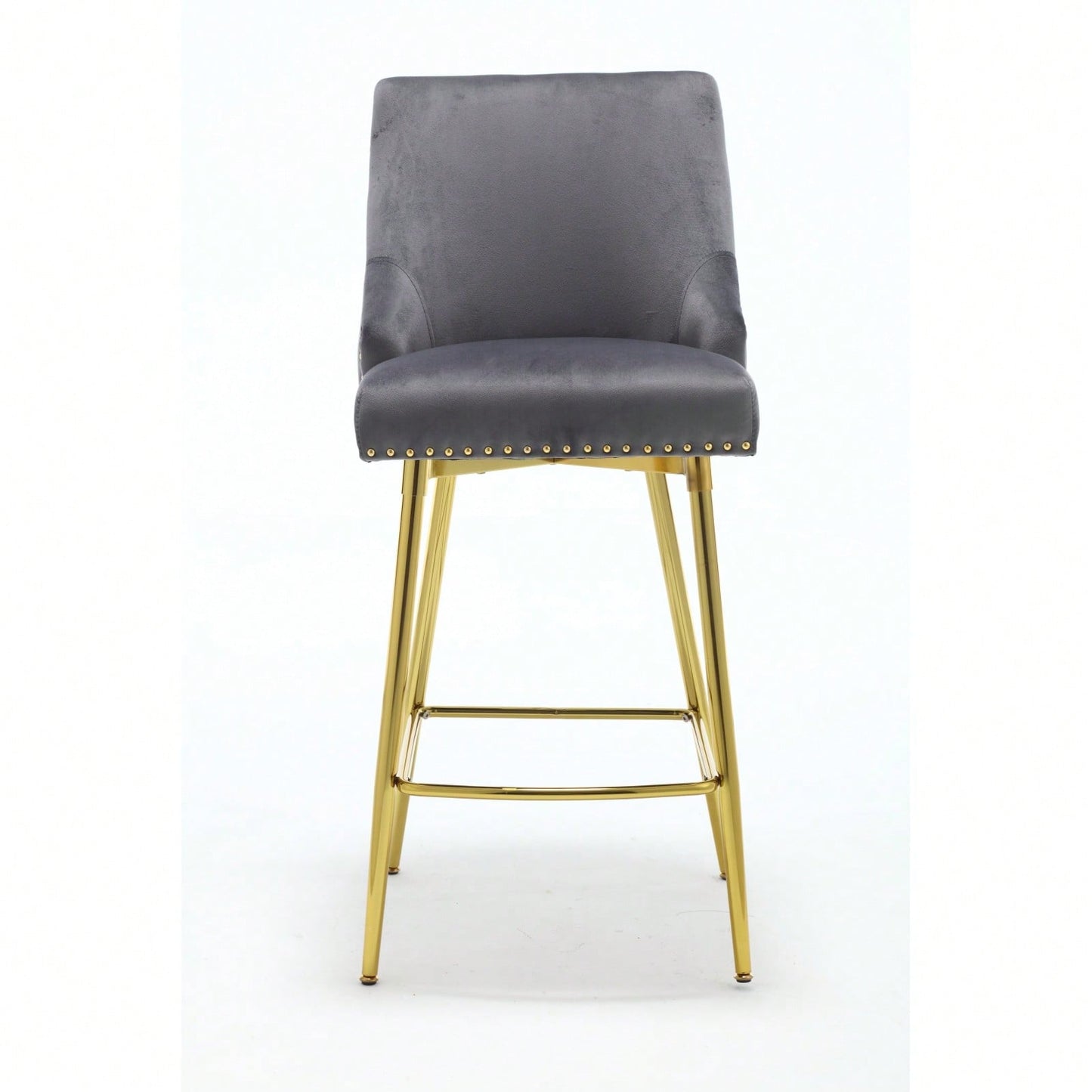 Velvet High Bar Chair With Gold Zipper High Back - Stylish And Durable Seat For Dining, Bar, And Leisure Areas