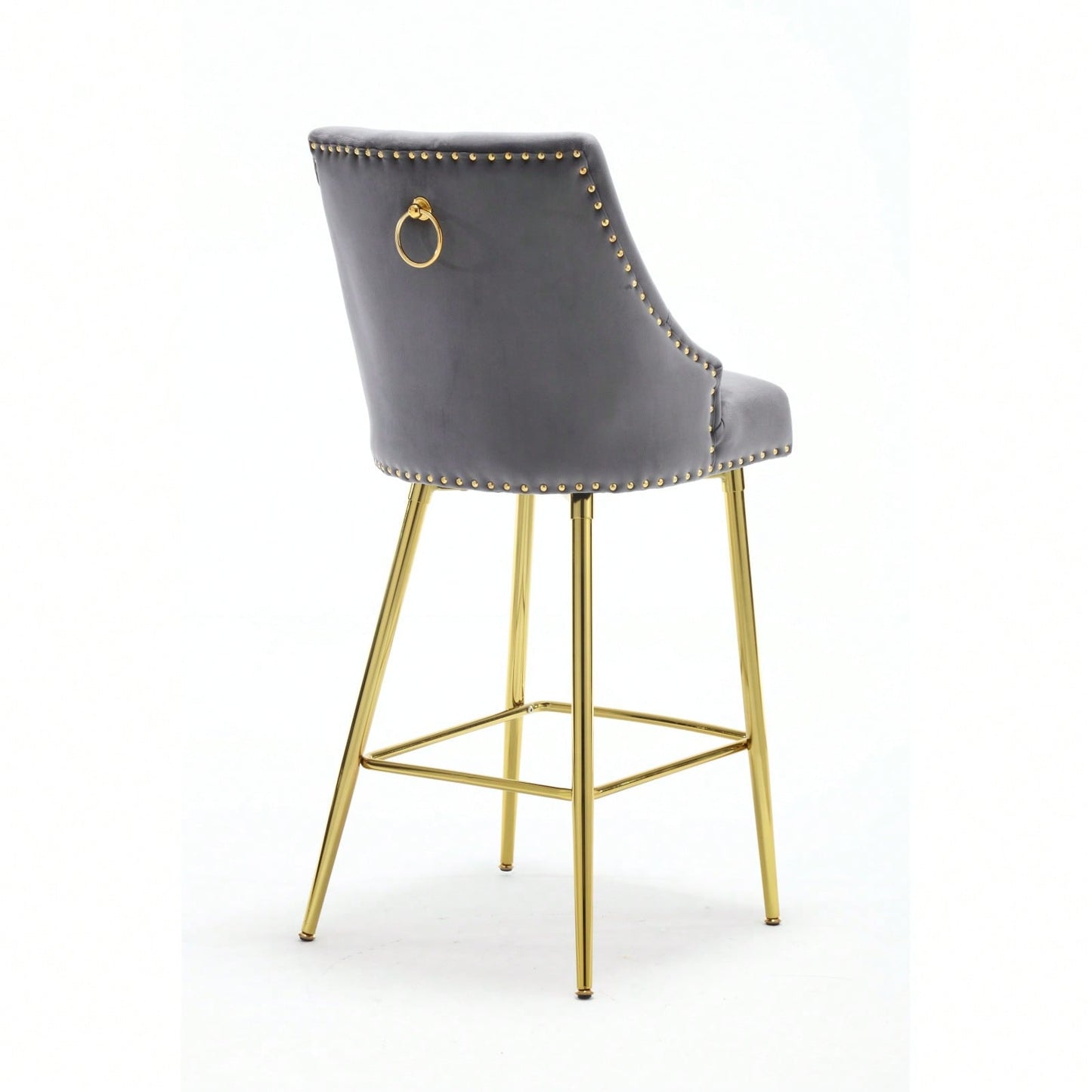 Velvet High Bar Chair With Gold Zipper High Back - Stylish And Durable Seat For Dining, Bar, And Leisure Areas