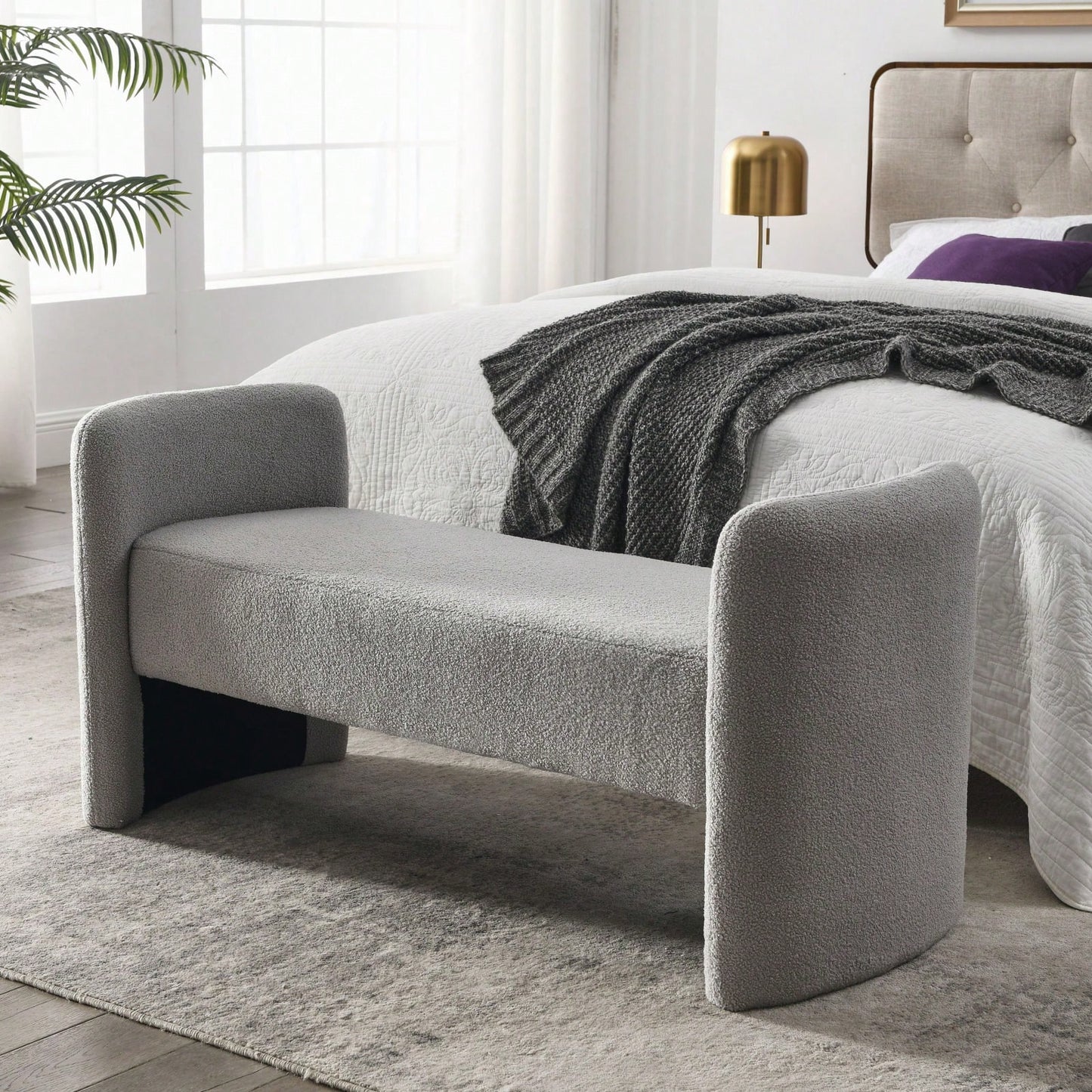 52" Bench For Bedroom End Of Bed Modern Contemporary Design Ottoman Couch Long Bench Window Sitting Fireplace Bench
