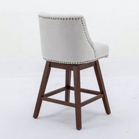 26 Inch Comfortable Swivel Bar Stools Set of 2 Upholstered Counter Height Chairs with Curved Back for Kitchen Island and Home Bar