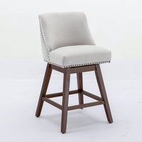 26 Inch Comfortable Swivel Bar Stools Set of 2 Upholstered Counter Height Chairs with Curved Back for Kitchen Island and Home Bar