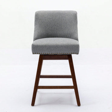 26 Inch Comfortable Swivel Bar Stools Set of 2 Upholstered Counter Height Chairs with Curved Back for Kitchen Island and Home Bar