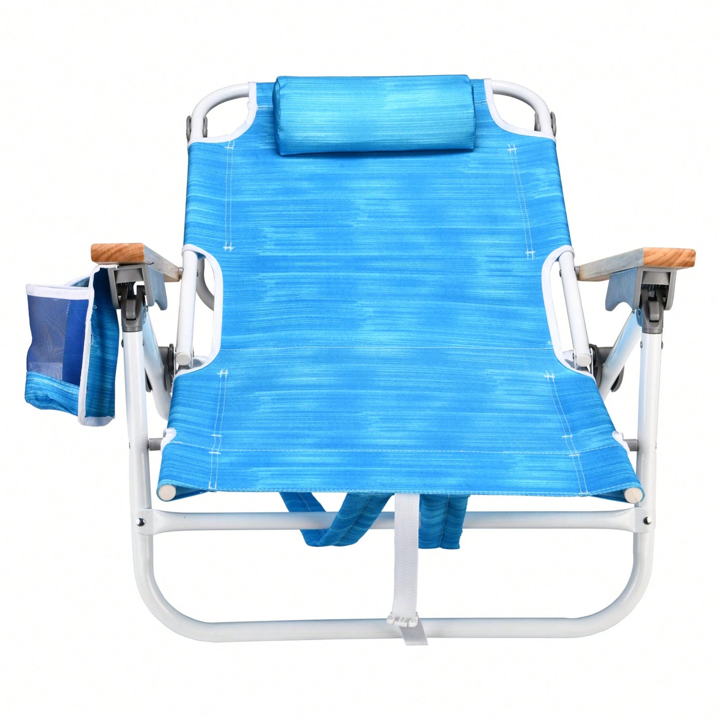 5-Position Adjustable Beach Chair with Towel Backpack and Cup Holder Lightweight Folding Outdoor Chair for Adults