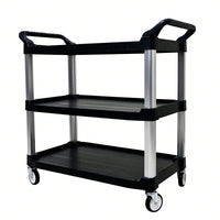 Three-Tier Heavy-Duty Plastic Tool Cart with Silent Casters Non-Slip Handrail and Reinforced Design for Easy Mobility