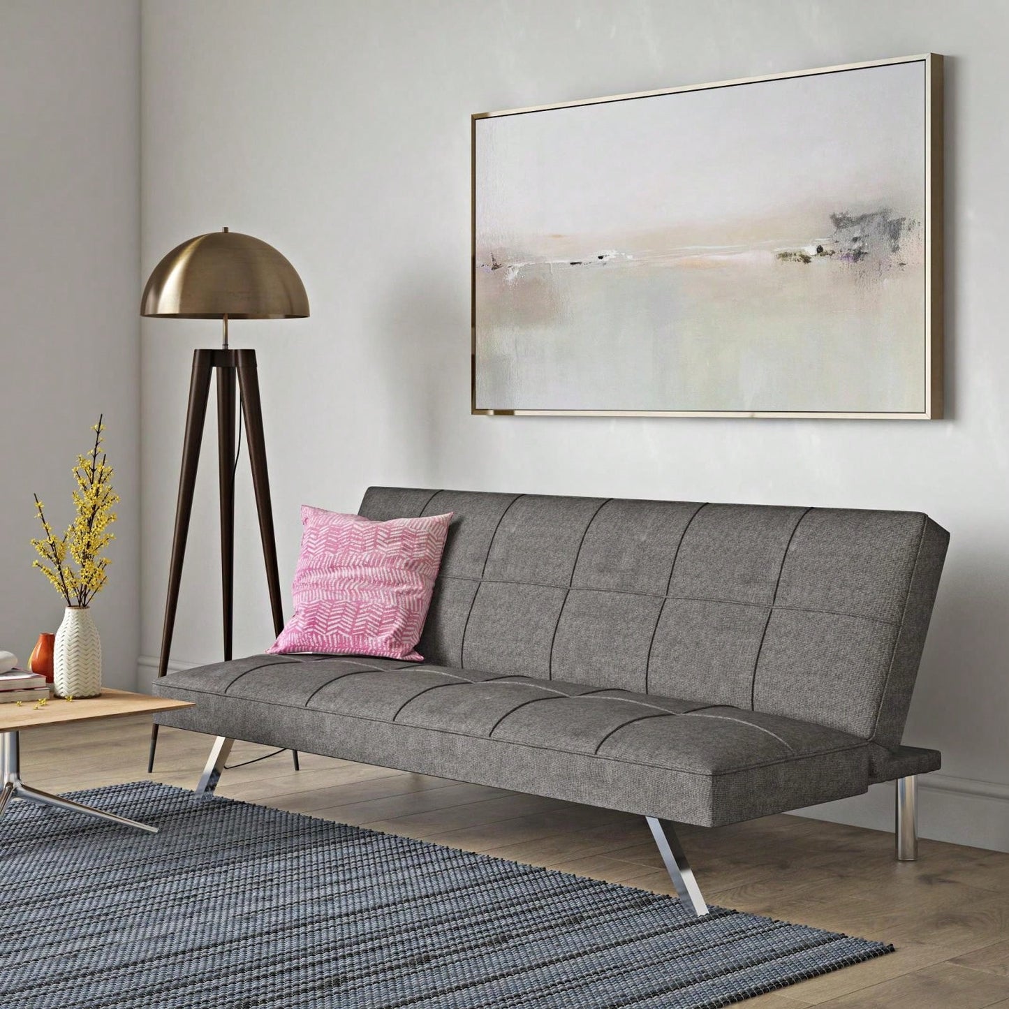 Versatile Sofa Bed with Metal Frame and Stainless Steel Legs for Living Room Bedroom Office Space Saving Design