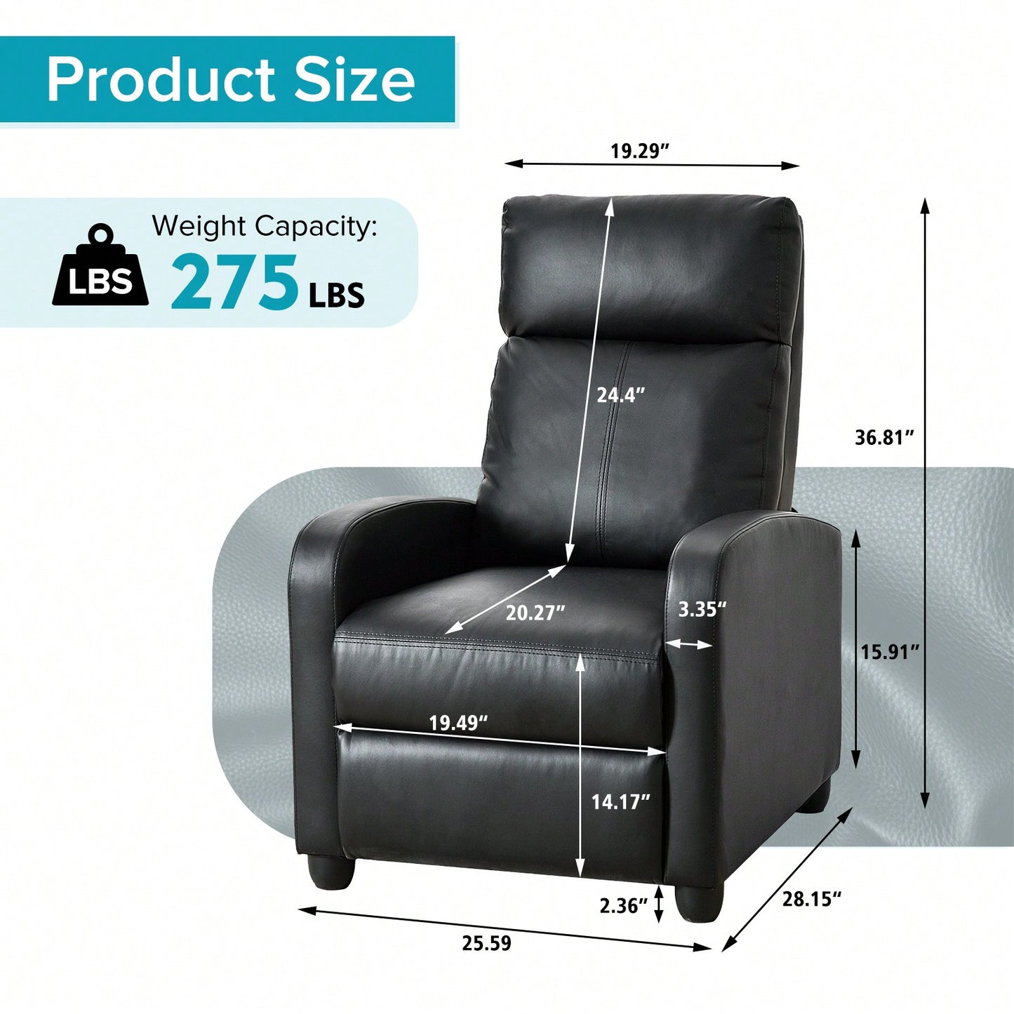 Modern Recliner Sofa Set with Lumbar Support Adjustable Angle Soft Seating for Living Room Home Theater