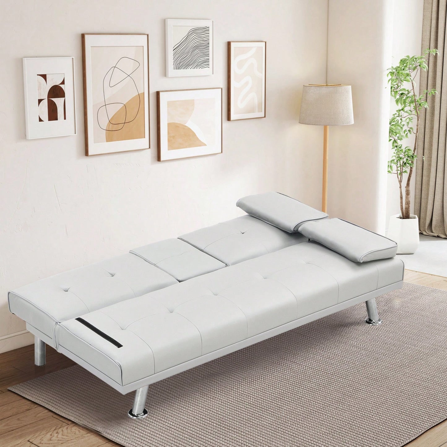 Leather Multifunctional Double Folding Sofa Bed With Coffee Table For Office - Stylish And Sturdy Design For Comfort And Convenience