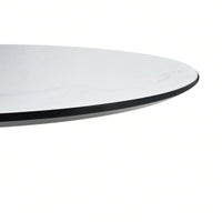 Modern Round White Dining Table With Mable Black Accents - 32 Inch, 1 Piece Per Carton