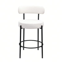 Modern Upholstered Counter Height Stools Set of 2 with 26 Inch Seat and Brushed Brass Legs for Dining Room