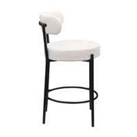 Modern Upholstered Counter Height Stools Set of 2 with 26 Inch Seat and Brushed Brass Legs for Dining Room