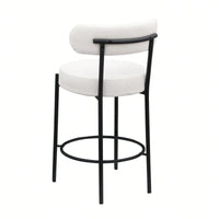 Modern Upholstered Counter Height Stools Set of 2 with 26 Inch Seat and Brushed Brass Legs for Dining Room