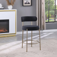 Modern Upholstered Counter Height Stools Set of 2 with 26 Inch Seat and Brushed Brass Legs for Dining Room