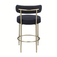 Modern Upholstered Counter Height Stools Set of 2 with 26 Inch Seat and Brushed Brass Legs for Dining Room