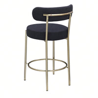 Modern Upholstered Counter Height Stools Set of 2 with 26 Inch Seat and Brushed Brass Legs for Dining Room