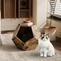 Stylish Multifunctional Cat Litter Box Side Table and Planter MDF Furniture Oak 165lbs Capacity Easy Assembly