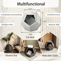 Stylish Multifunctional Cat Litter Box Side Table and Planter MDF Furniture Oak 165lbs Capacity Easy Assembly