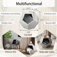 Stylish Multifunctional Cat Litter Box Side Table and Planter MDF Furniture Oak 165lbs Capacity Easy Assembly