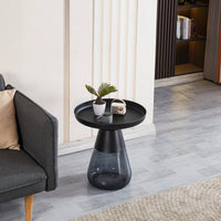 Modern Smoke Glass and Metal Side Table for Living Room or Bedroom Easy to Move No Assembly Required Perfect for Drinks Snacks and Books