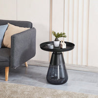 Modern Smoke Glass and Metal Side Table for Living Room or Bedroom Easy to Move No Assembly Required Perfect for Drinks Snacks and Books