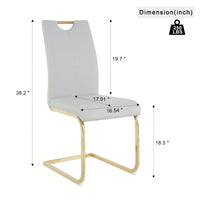 Set Of 2, Modern Dining Chairs With Faux Leather Padded Seat Upholstered Chair With Gold Metal Legs For Kitchen, Living, Bedroom