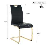 Set Of 2, Modern Dining Chairs With Faux Leather Padded Seat Upholstered Chair With Gold Metal Legs For Kitchen, Living, Bedroom