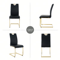 Set Of 2, Modern Dining Chairs With Faux Leather Padded Seat Upholstered Chair With Gold Metal Legs For Kitchen, Living, Bedroom