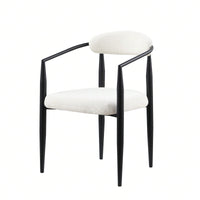 Mid-Century Modern Upholstered Dining Chairs Set of 2 with Iron Frame and Boucle Backrest Comfortable Seating for Kitchen or Dining Room