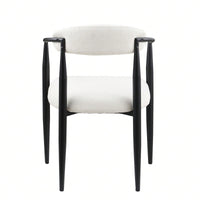 Mid-Century Modern Upholstered Dining Chairs Set of 2 with Iron Frame and Boucle Backrest Comfortable Seating for Kitchen or Dining Room