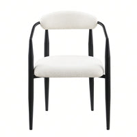 Mid-Century Modern Upholstered Dining Chairs Set of 2 with Iron Frame and Boucle Backrest Comfortable Seating for Kitchen or Dining Room