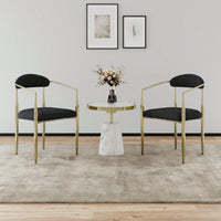 Mid-Century Modern Upholstered Dining Chairs Set of 2 with Iron Frame and Boucle Backrest Comfortable Seating for Kitchen or Dining Room