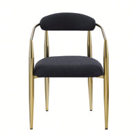 Mid-Century Modern Upholstered Dining Chairs Set of 2 with Iron Frame and Boucle Backrest Comfortable Seating for Kitchen or Dining Room