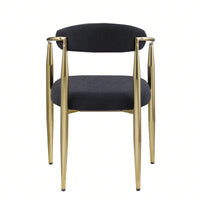 Mid-Century Modern Upholstered Dining Chairs Set of 2 with Iron Frame and Boucle Backrest Comfortable Seating for Kitchen or Dining Room