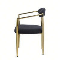 Mid-Century Modern Upholstered Dining Chairs Set of 2 with Iron Frame and Boucle Backrest Comfortable Seating for Kitchen or Dining Room