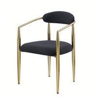 Mid-Century Modern Upholstered Dining Chairs Set of 2 with Iron Frame and Boucle Backrest Comfortable Seating for Kitchen or Dining Room