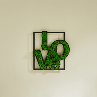 Preserved Moss Love Letter Metal Wall Art Unique Home Office Décor Low Maintenance Intricate Craftsmanship