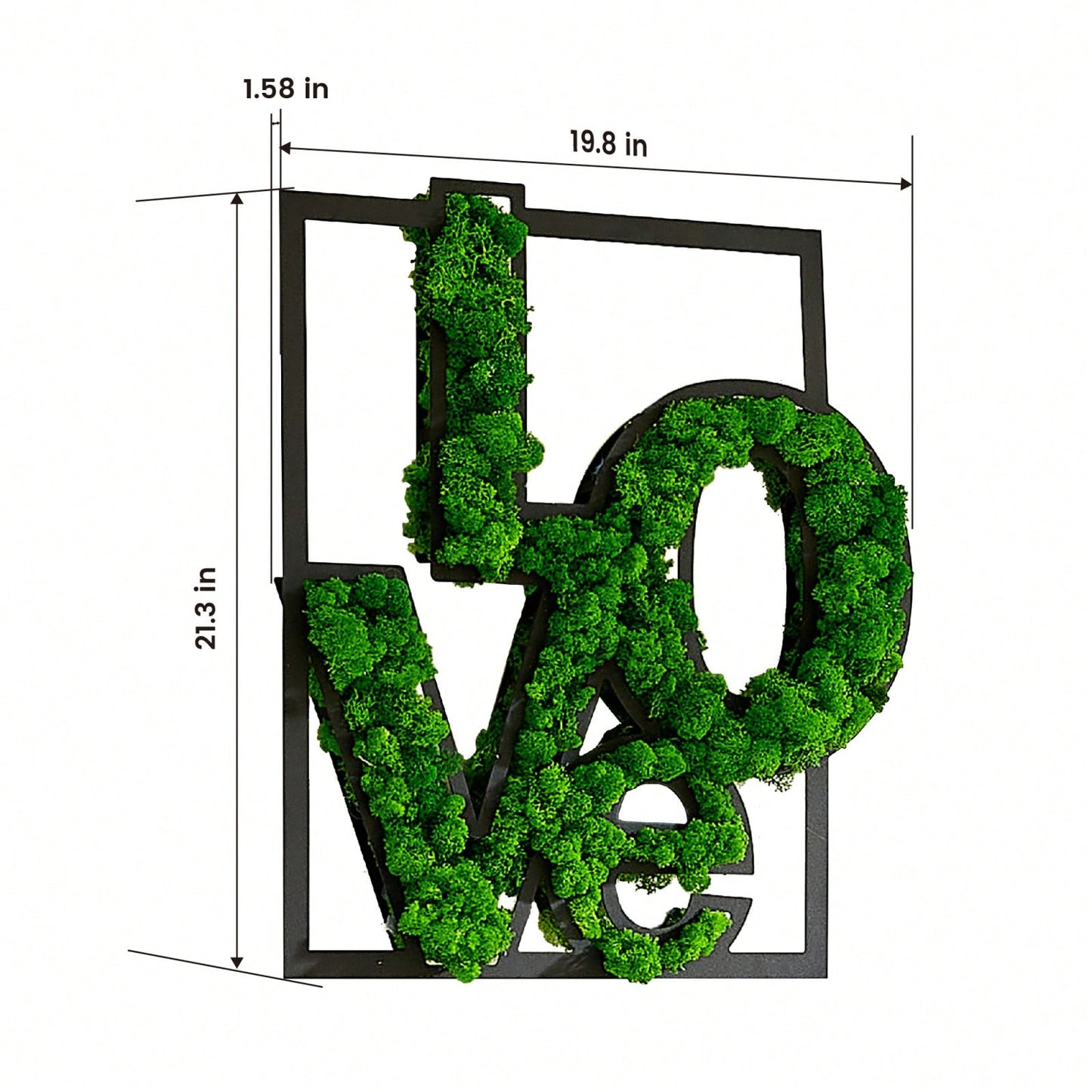 Preserved Moss Love Letter Metal Wall Art Unique Home Office Décor Low Maintenance Intricate Craftsmanship