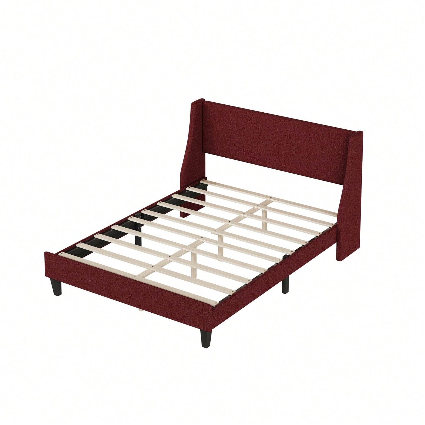 Upholstered Full Size Platform Bed Frame with Adjustable Linen Headboard and Wooden Support Easy Assembly No Box Spring Required