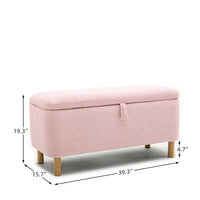 Soft Boucle Upholstered Storage Ottoman and Entryway Bench with Wood Legs Stylish Versatile Accent for Home Organization