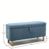 Soft Boucle Upholstered Storage Ottoman and Entryway Bench with Wood Legs Stylish Versatile Accent for Home Organization