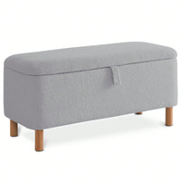 Soft Boucle Upholstered Storage Ottoman and Entryway Bench with Wood Legs Stylish Versatile Accent for Home Organization