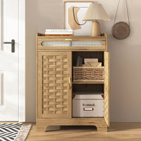 Rustic Farmhouse Coffee Bar Cabinet with Drawer and Adjustable Shelf for Kitchen and Dining Room