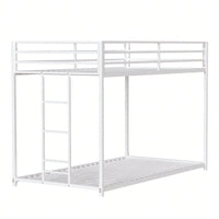 Durable Twin Over Twin Metal Bunk Bed Frame with Guardrails and Ladder for Kids Teens Adults Easy Assembly