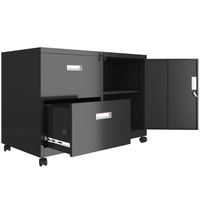 Mobile Lateral Filing Cabinet with Lock 2 Drawers Adjustable Shelves Anti-Corrosion Sturdy Design Wheels for Easy Movement