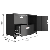 Mobile Lateral Filing Cabinet with Lock 2 Drawers Adjustable Shelves Anti-Corrosion Sturdy Design Wheels for Easy Movement