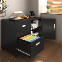 Mobile Lateral Filing Cabinet with Lock 2 Drawers Adjustable Shelves Anti-Corrosion Sturdy Design Wheels for Easy Movement