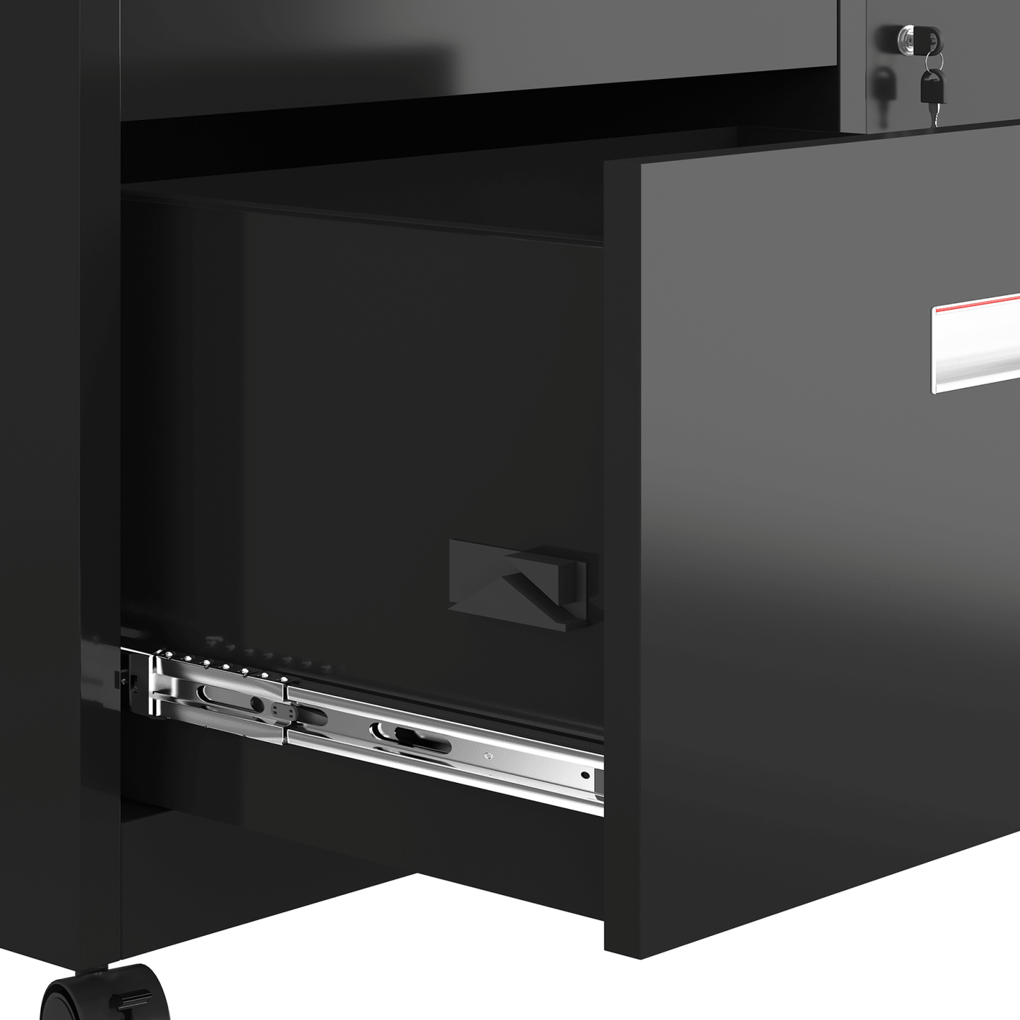 Mobile Lateral Filing Cabinet with Lock 2 Drawers Adjustable Shelves Anti-Corrosion Sturdy Design Wheels for Easy Movement